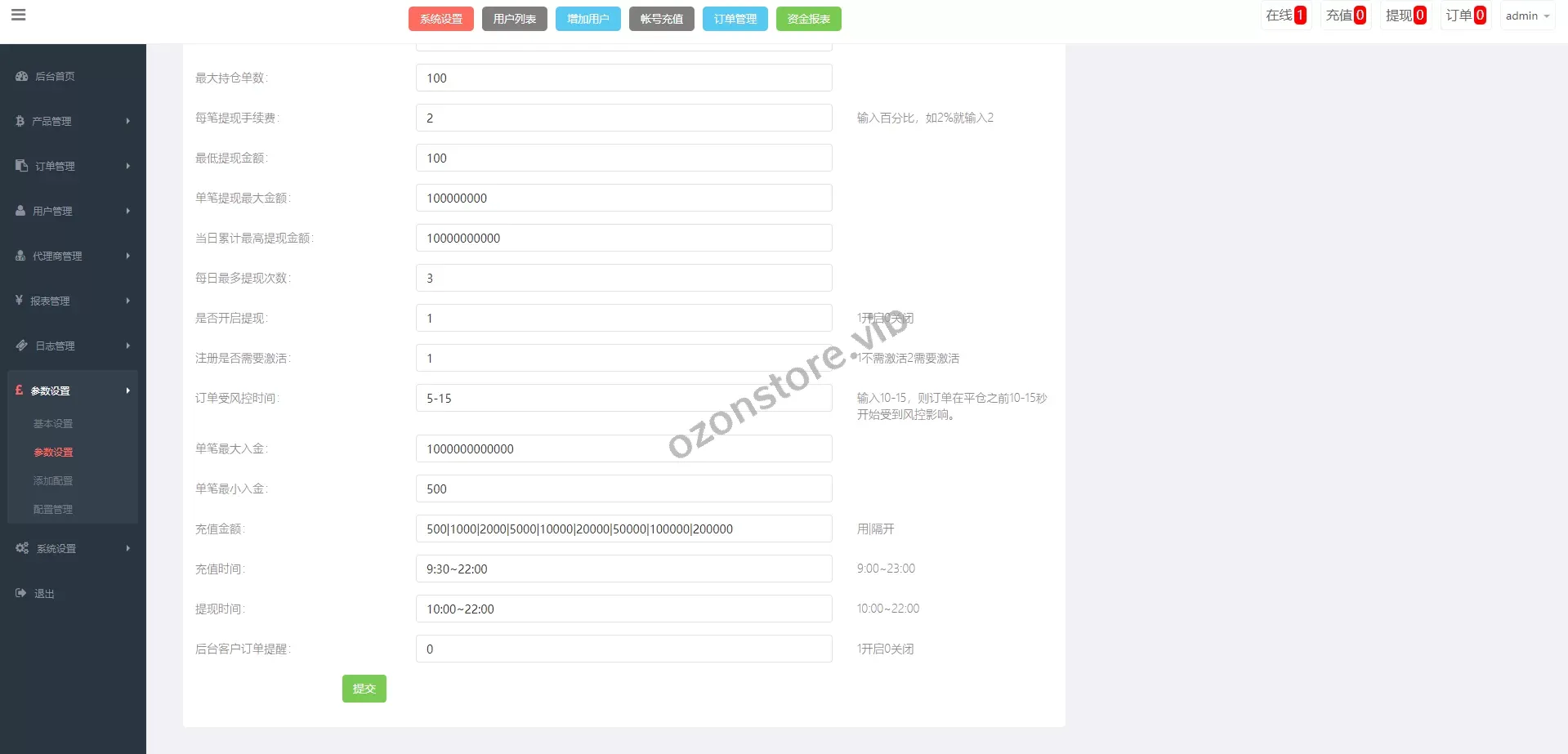 运营版微盘期货交易系统/微交易源码/代理后台/用户风控源码