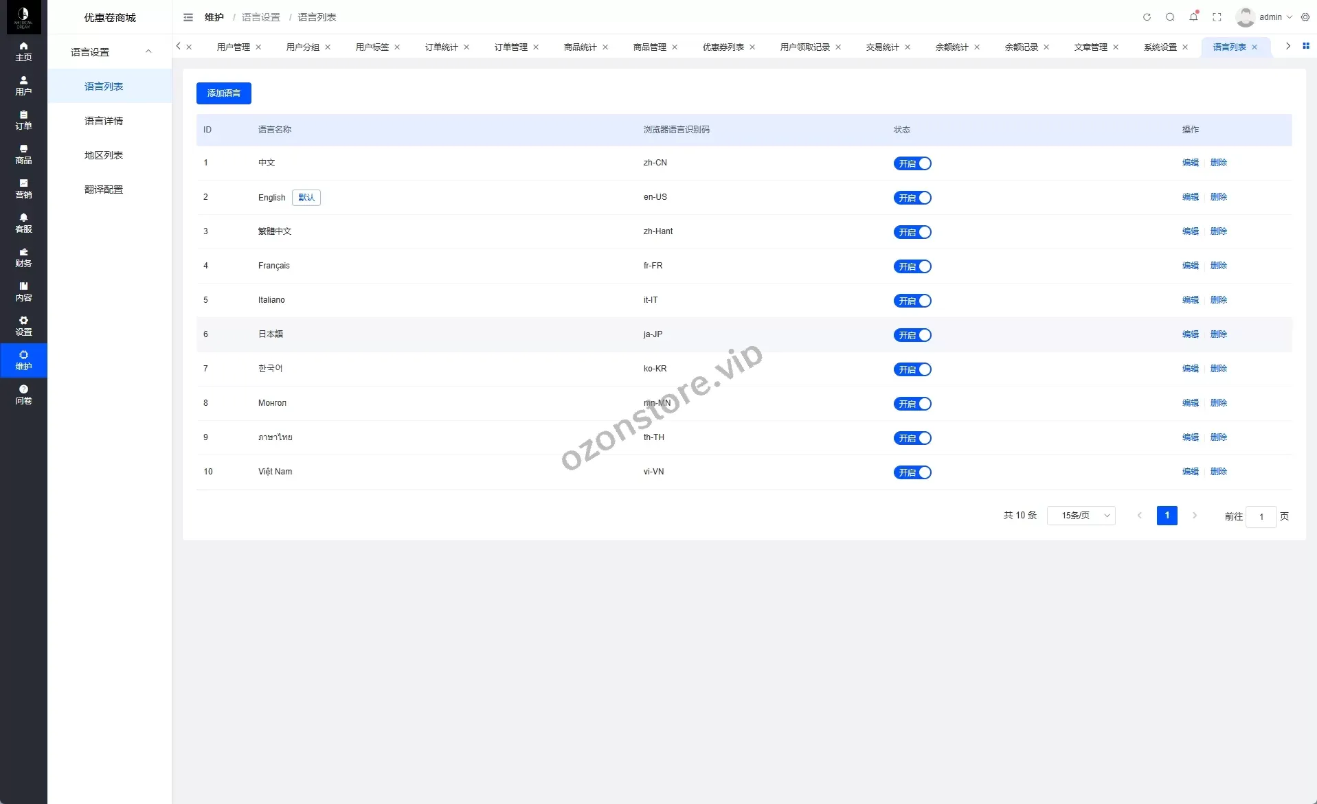 国外优惠卷商城系统/多语种商城/内置客服/前端uniapp源码