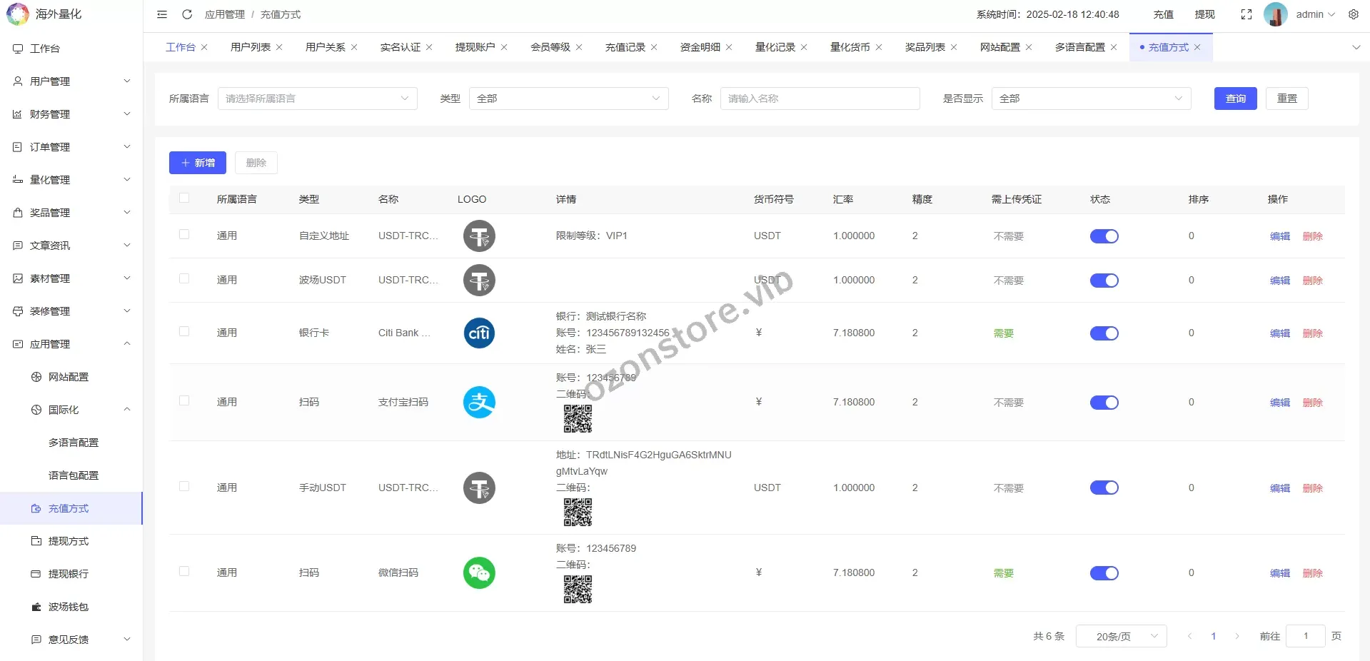 国外虚拟币量化交易系统/多语种量化/USD自动充值源码